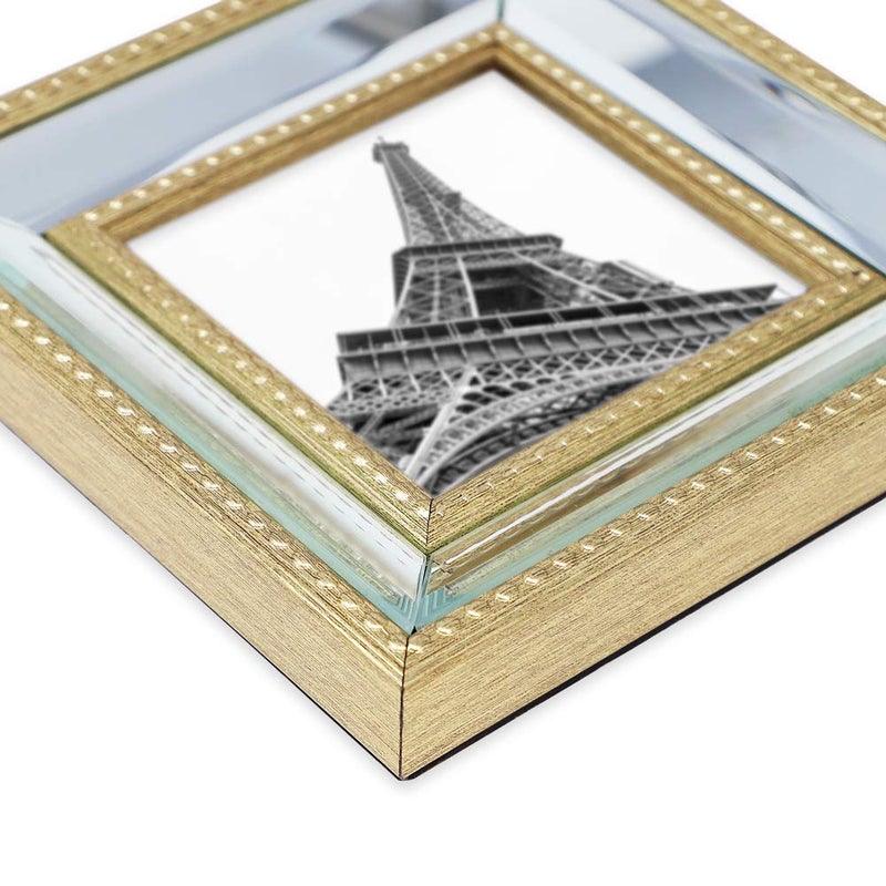 Isaac Jacobs 11x14 (Matted 8x10) Gold Mirror Bead Picture Frame - Classic Mirrored Frame with Dotted Border Made for Wall Display, Photo Gallery and Wall Art (11x14 (Matted 8x10), Gold) - Image 5